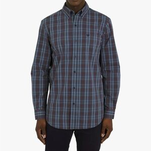 Chaps Long Sleeve Button-Down Shirt midnight navy plaid CVC EASY CARE WOVEN XXL